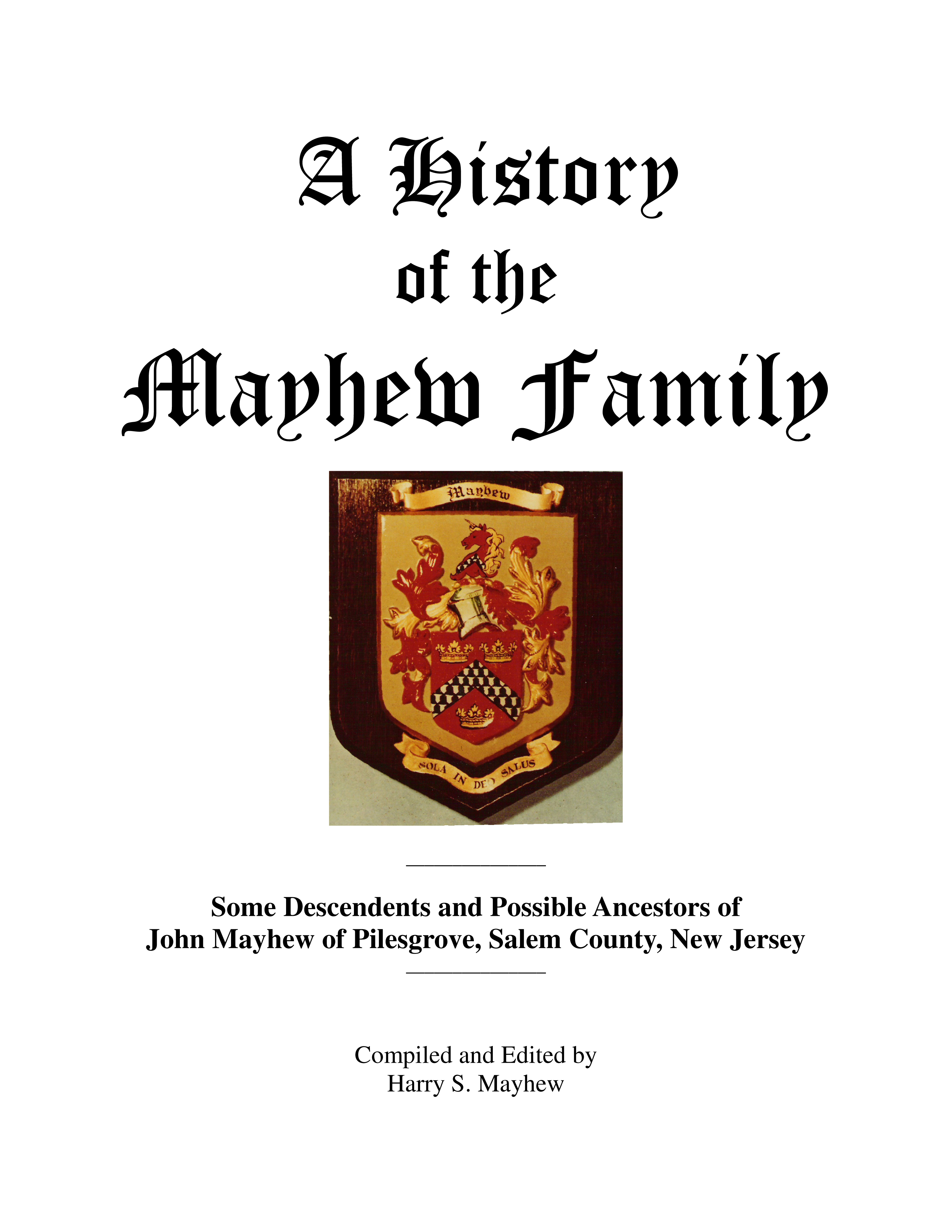 Mayhew Family History Book Cover